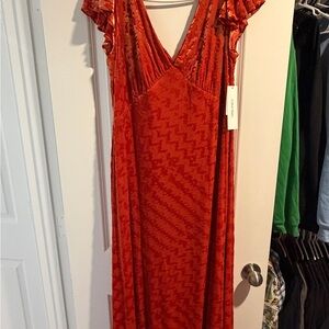 Calvin Klein Burnt Orange Textured Dress